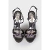 Sandals with shiny block heel