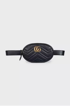 Поясна сумка чорного кольору GG Marmont