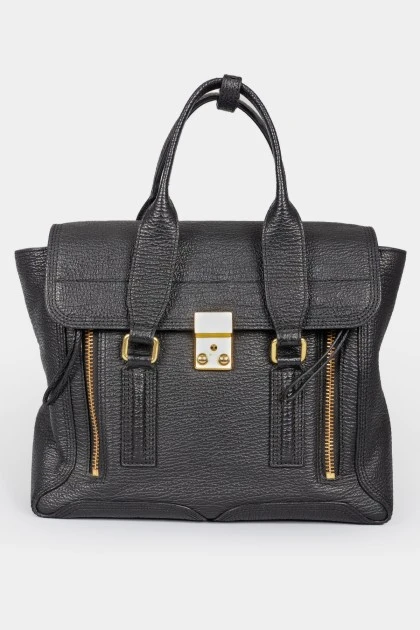 Pashli Rectangular Leather Medium Satchel