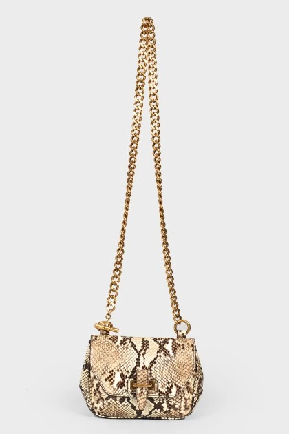 Small python leather handbag