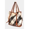 Textile bag with check pattern