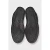 Men's brown leather sneakers with silver logo