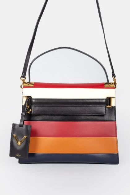 MY Rockstud bag of lamb leather in a multi -colored strip