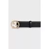 Black leather belt with embossed signature print