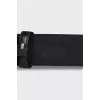 Black leather belt with embossed signature print