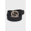 Black leather belt with embossed signature print