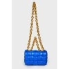 Blue leather wicker Cassette bag with tag
