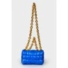 Blue leather wicker Cassette bag with tag