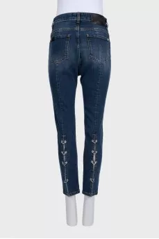 Blue jeans with metallic decor