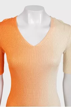 Пряма двокольорова сукня з коротким рукавом