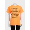 Bright orange T-shirt with a signature print