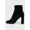 Suede boots with a golden heeled insert
