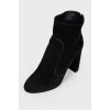 Suede boots with a golden heeled insert