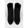 Suede boots with a golden heeled insert
