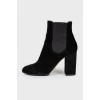 Suede booties with rubber inserts