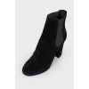 Suede booties with rubber inserts