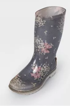 Children's rubber floral print boots