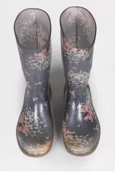Children's rubber floral print boots