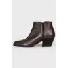 Brown leather ankle boots