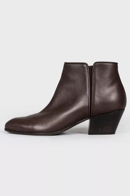 Brown leather ankle boots