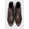 Brown leather ankle boots