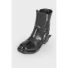 Black leather boots with rubber toe