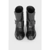Black leather boots with rubber toe
