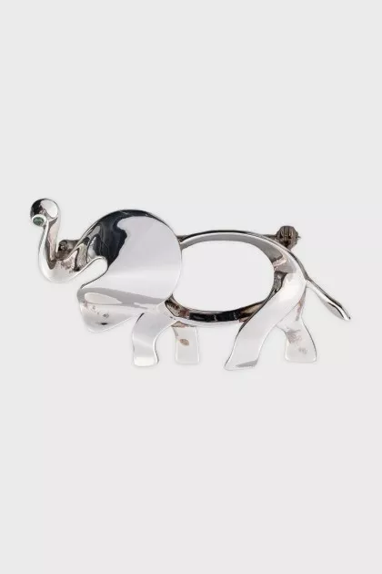 Silver brooch with tsavorite stone