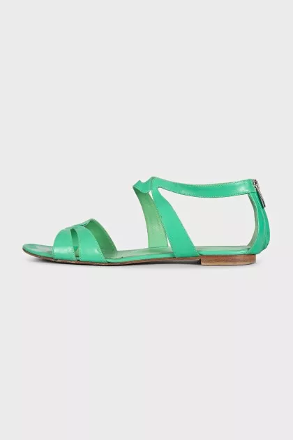Green leather sandals