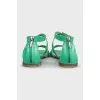 Green leather sandals