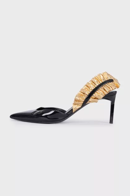 Leather slingbacks with embellishments on the back