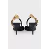Leather slingbacks with embellishments on the back