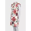 White dress with floral print and decoration