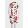 White dress with floral print and decoration