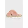 Pink flip flops with embellished platform
