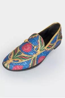 Leather multi -colored loafers