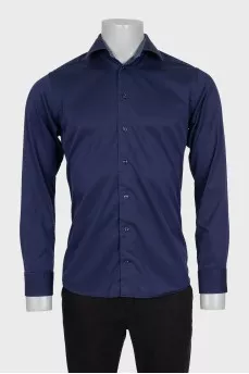 Мужская синяя рубашка slim fit