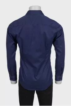 Мужская синяя рубашка slim fit