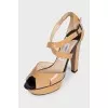 Beige patent leather sandals