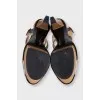 Beige patent leather sandals