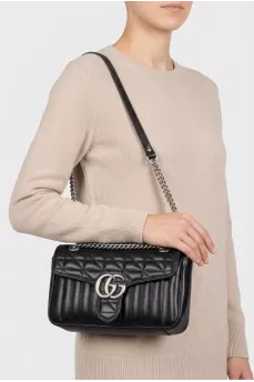 Кожаная черная сумка GG Marmont