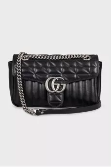 Кожаная черная сумка GG Marmont