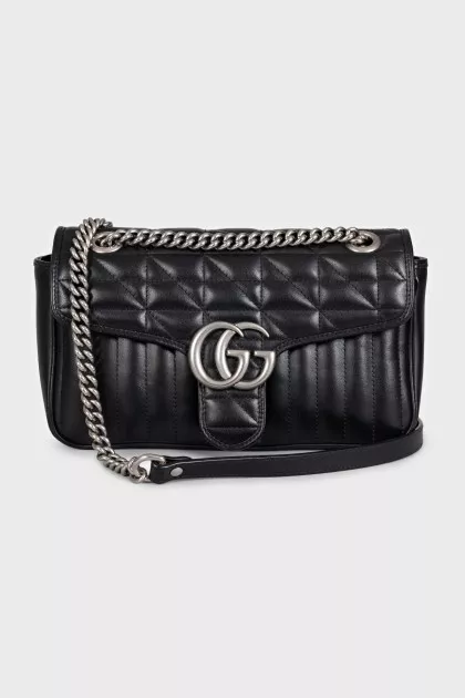 Шкіряна чорна сумка GG Marmont