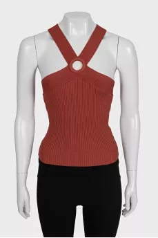 Brown fitted top