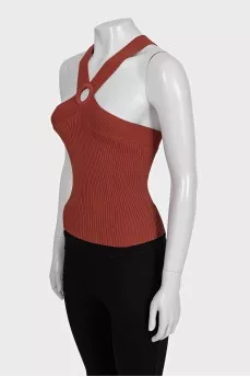 Brown fitted top