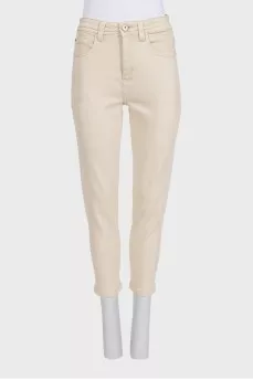 Beige tapered jeans
