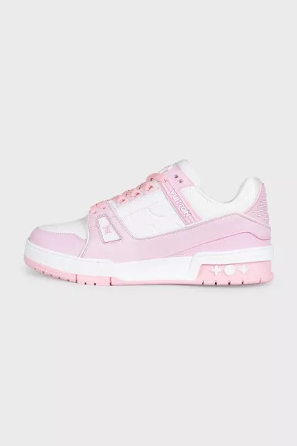 Шкіряні рожеві кросівки LV Trainer