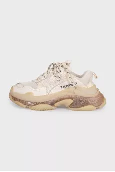 Бежевые комбинированные кроссовки Triple S