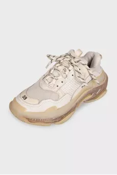 Бежевые комбинированные кроссовки Triple S