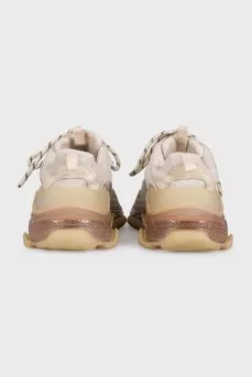 Бежевые комбинированные кроссовки Triple S